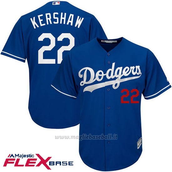 Maglia Baseball Uomo Los Angeles Dodgers Clayton Kershaw Majestic Autentico Collezione Flex Base